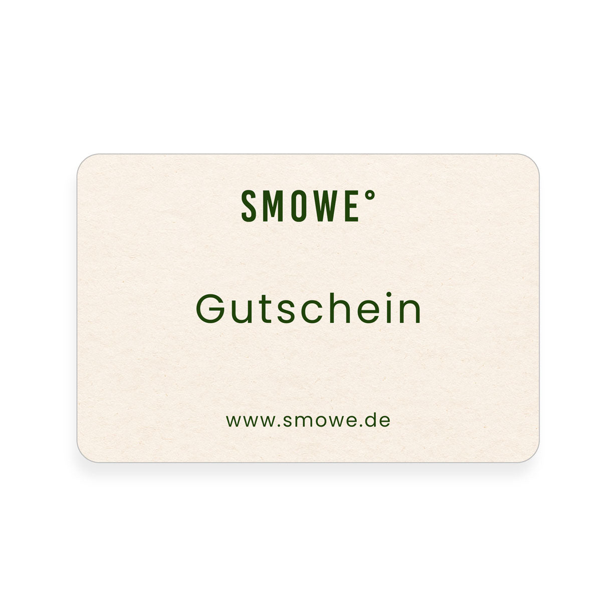SMOWE Geschenkgutschein – physisch & digital, minimalistisch auf cremefarbenem Hintergrund