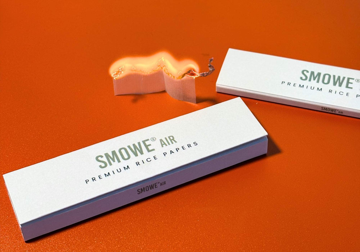 SMOWE AIR Premium Rice Papers Longpapers aus Reispapier mit brennendem Blättchen für sauberes Abbrennen beim Joint Rauchen.